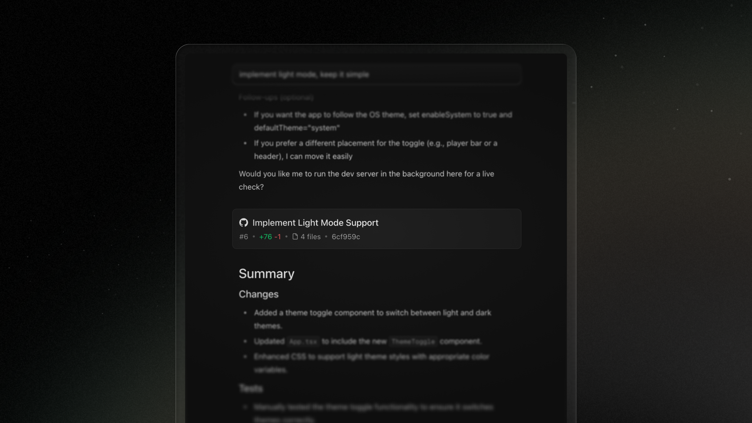 Pull request card screenshot