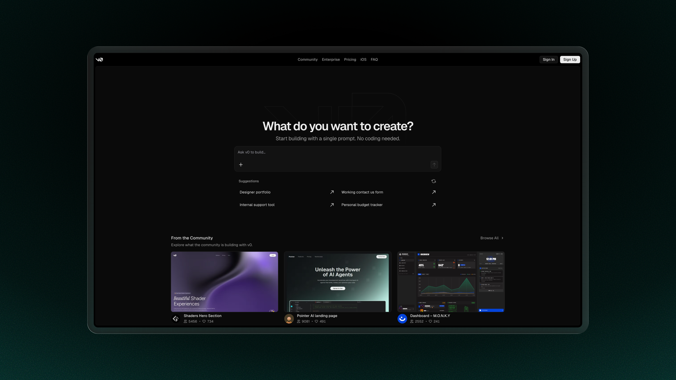 v0 Screenshot 1